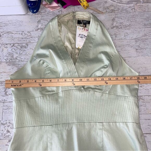 Vintage Y2K B Moss Mint Green Surplice Neckline Sleeveless Dress Size 14 - Picture 9 of 15